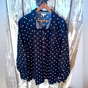 Talbots Black & White Dot Button Up Size 3X